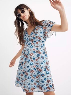 madewell wildflower garden floral cutout back mini dress